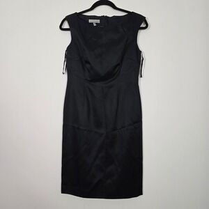 Anne Klein Sheath Dress Women 2P Black Satin Boat Neck NWT Cocktail party LBD